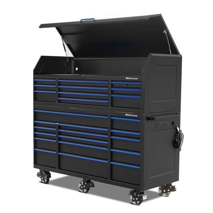 Montezuma 72 X 30 Inch Tool Box & Rolling Tool Cabinet With Multiple Power Outlets - Senior.com Tool Cabinets